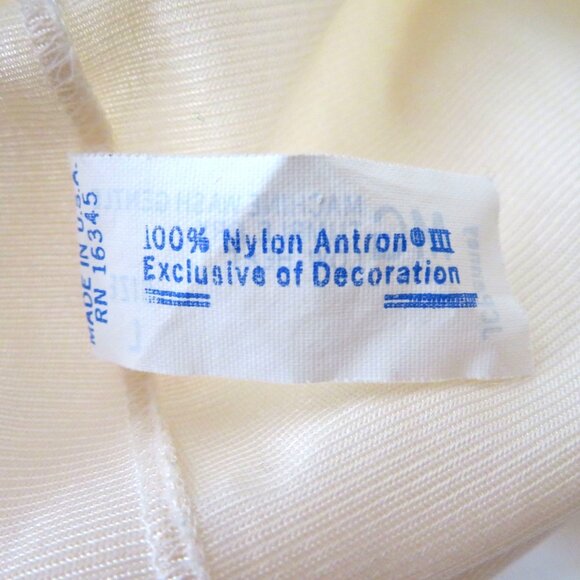 Vintage 70s Peignoir Set Full Length Nylon Nightgown Robe L Embroidery Blue Trim - Picture 10 of 16